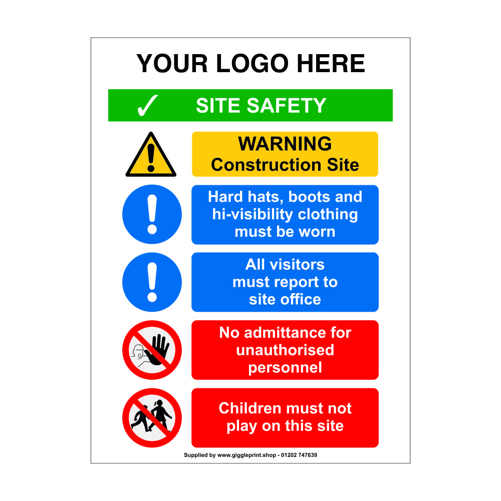 Bespoke Small Site Safety Sign | Free UK Delivery | Complete With Logo